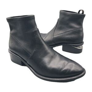 Alexander Wang Kori Ankle Boots Black Stretch Shaped Heel Women Sz 6.5 /36.5 EU